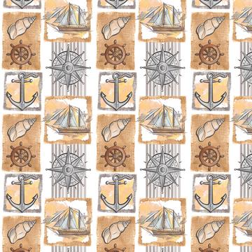 Sea Pattern : Gift 12" X 12" Decal Vinyl Sticker Sheet Pattern Naval Vintage Pattern Sailboat Summer Holiday Friendship Miss You
