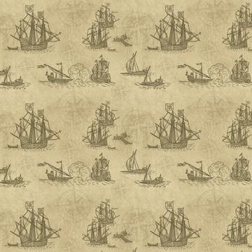 Retro Caravel Ship : Gift 12" X 12" Decal Vinyl Sticker Sheet Pattern Vintage Pattern Compass Maritime Fabric Wall Decor Grandpa