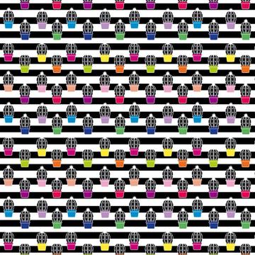 Cactus Vases Black : Gift 12" X 12" Decal Vinyl Sticker Sheet Pattern Pattern Trend Stripes Decor