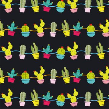 Cute Cactus Vases : Gift 12" X 12" Decal Vinyl Sticker Sheet Pattern Pattern Hanging Black Trend Decor
