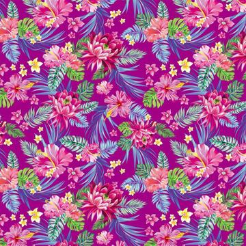 Hibiscus Bromeliad : Gift 12" X 12" Decal Vinyl Sticker Sheet Pattern Seamless Jungle Tropical Flowers Fabric Decor