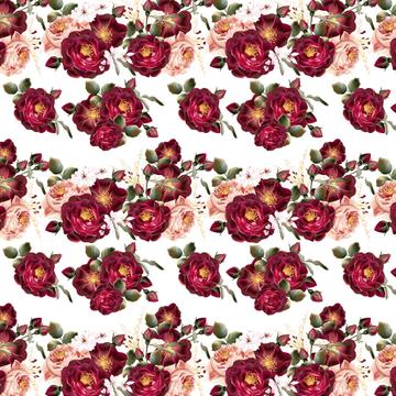 Burgundy Roses Lilies : Gift 12" X 12" Decal Vinyl Sticker Sheet Pattern Flower Mothers Day Vintage Fabric Print Decor