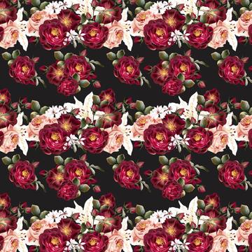 Burgundy Roses Lilies : Gift 12" X 12" Decal Vinyl Sticker Sheet Pattern Folk Art Floral Gypsy Style Valentine Love You