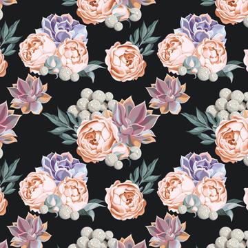 Roses Succulents : Gift 12" X 12" Decal Vinyl Sticker Sheet Pattern Vintage Fabric Decor Flower Plant Arrangement