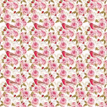 Roses Red Finch : Gift 12" X 12" Decal Vinyl Sticker Sheet Pattern Floral Engagement Proposal Birds Romantic Art