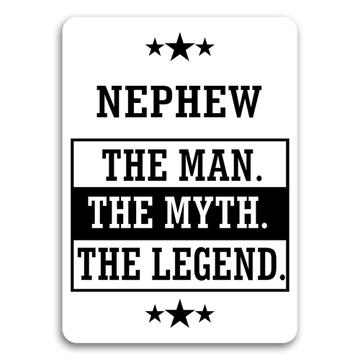 NEPHEW : Gift Sticker The Man Myth Legend Family Christmas