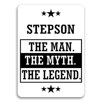 STEPSON : Gift Sticker The Man Myth Legend Family Christmas