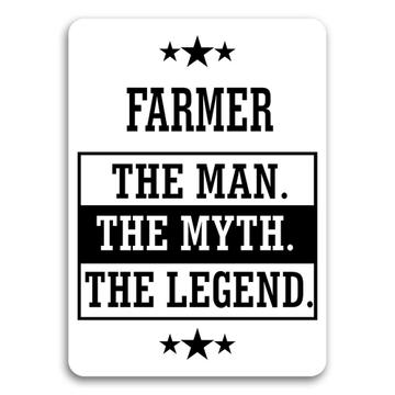 FARMER : Gift Sticker The Man Myth Legend Office Work Christmas