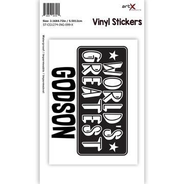 World Greatest GODSON : Gift Sticker Family Christmas Birthday