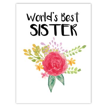 World’s Best Sister : Gift Sticker Family Cute Flower Christmas Birthday