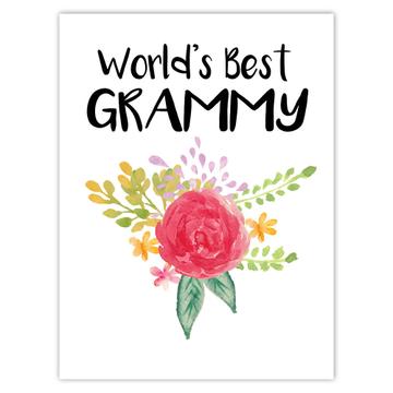 World’s Best Grammy : Gift Sticker Family Cute Flower Christmas Birthday