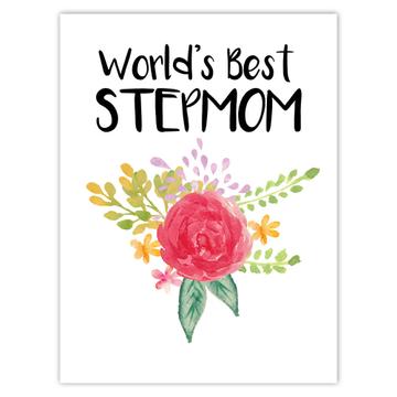 World’s Best Stepmom : Gift Sticker Family Cute Flower Christmas Birthday