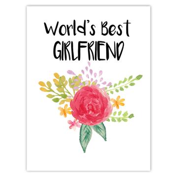World’s Best Girlfriend : Gift Sticker Family Cute Flower Christmas Birthday