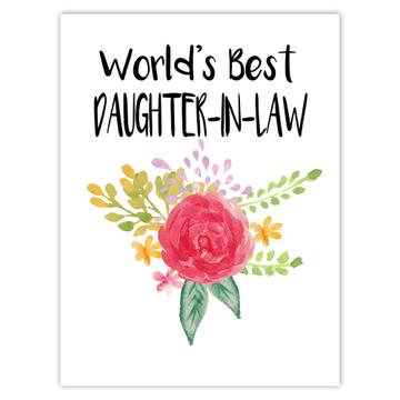 World’s Best Daughter-in-Law : Gift Sticker Family Cute Flower Christmas Birthday