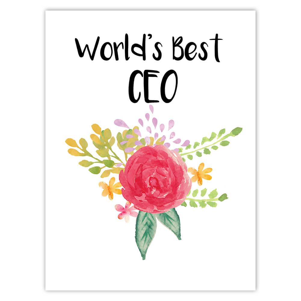 World’s Best CEO : Gift Sticker Work Job Cute Flower Christmas Birthday