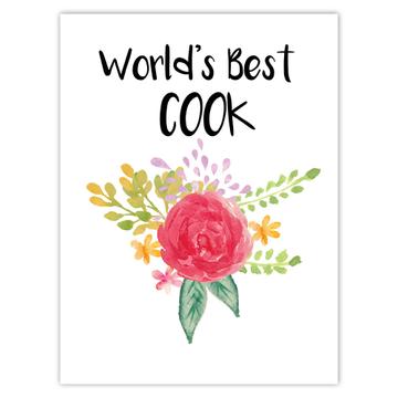 World’s Best Cook : Gift Sticker Work Job Cute Flower Christmas Birthday