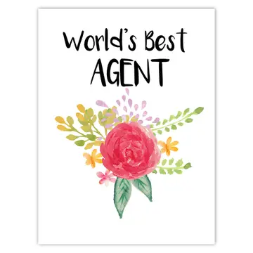 World’s Best Agent : Gift Sticker Work Job Cute Flower Christmas Birthday