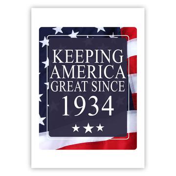America Great 1934 Birthday : Gift Sticker Keeping Classic Flag Patriotic Age USA