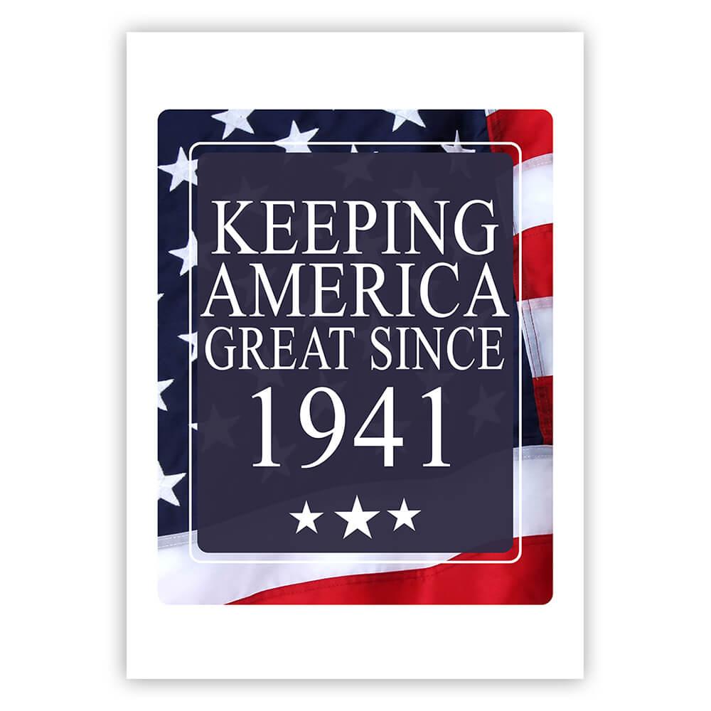 America Great 1941 Birthday : Gift Sticker Keeping Classic Flag Patriotic Age USA