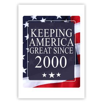 America Great 2000 Birthday : Gift Sticker Keeping Classic Flag Patriotic Age USA
