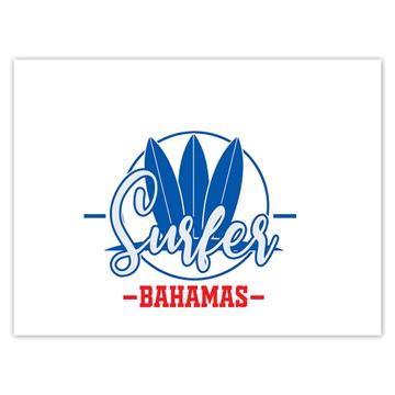 Bahamas Surfer  : Gift Sticker Tropical Beach Travel Vacation Surfing