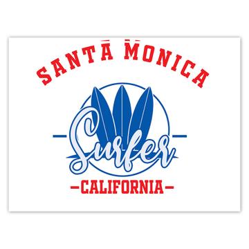 Santa Monica Surfer California USA : Gift Sticker Tropical Beach Travel Vacation Surfing