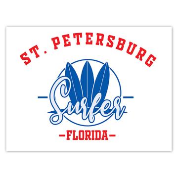St Petersburg Surfer Florida USA : Gift Sticker Tropical Beach Travel Vacation Surfing