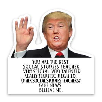 SOCIAL STUDIES TEACHER Funny Trump : Gift Sticker Best Birthday Christmas Jobs