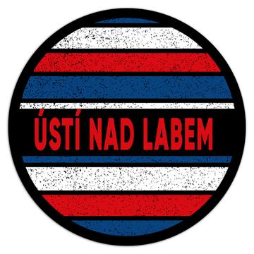 Usti nad Labem Czech Republic : Gift Sticker Distressed Retro Expat Vintage Flag Geometric