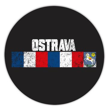 Ostrava Czech Republic : Gift Sticker Distressed Retro Expat Vintage Flag Geometric
