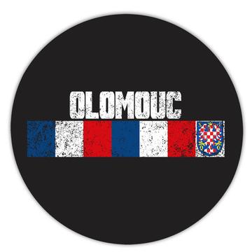 Olomouc Czech Republic : Gift Sticker Distressed Retro Expat Vintage Flag Geometric