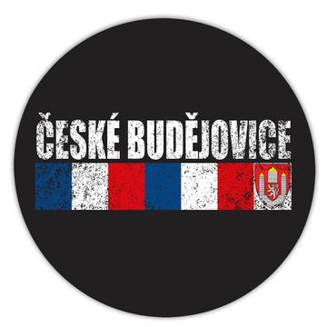 Ceske Budejovice Czech Republic : Gift Sticker Distressed Retro Expat Vintage Flag Geometric