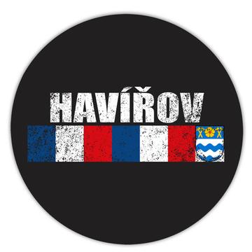 Havirov Czech Republic : Gift Sticker Distressed Retro Expat Vintage Flag Geometric