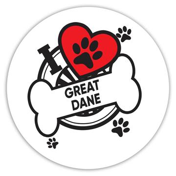 Great Dane: Gift Sticker Dog Breed Pet I Love My Cute Puppy Dogs Pets Decorative