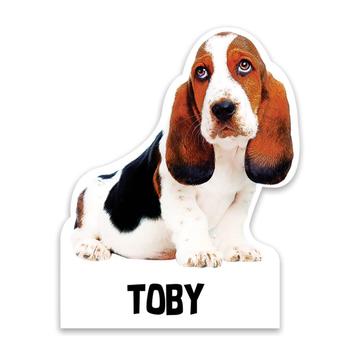 Personalized Cute Basset Hound : Gift Sticker Dog Flowers Floral