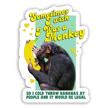 Funny Monkey Kissing Banana : Gift Sticker Animal Ape Chimp Humor