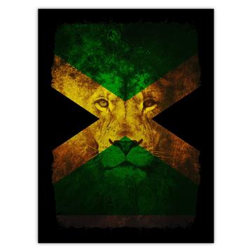 Reggae Music Lion Jamaican Flag Wall Art : Gift Sticker Feline Animal Teen Room Decor