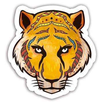 Tiger Colorful Tribal : Gift Sticker Wild Animals Wildlife Fauna Safari Species Nature