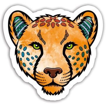 Jaguar Colorful Tribal : Gift Sticker Wild Animals Wildlife Fauna Safari Species Nature