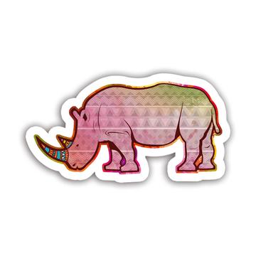Rhino Colorful Tribal : Gift Sticker Wild Animals Wildlife Fauna Safari Species Nature
