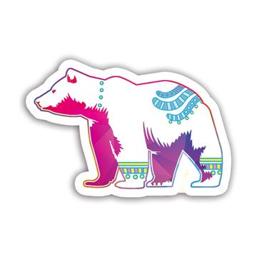 Polar Bear Colorful Tribal : Gift Sticker Wild Animals Wildlife Fauna Safari Species Nature