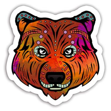 Bear Colorful Tribal : Gift Sticker Wild Animals Wildlife Fauna Safari Species Nature