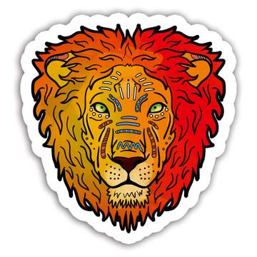 Lion Colorful Tribal : Gift Sticker Wild Animals Wildlife Fauna Safari Species Nature