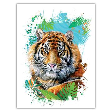Tiger Leaves  : Gift Sticker Wild Animals Wildlife Fauna Safari Species
