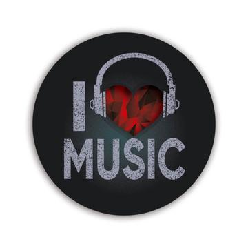 Diamond Heart I Love Music Headphones Wall Print : Gift Sticker Teens Musical Card