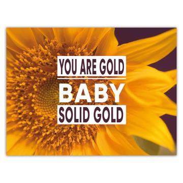 Sunflower Gold Solid Gold : Gift Sticker Flower Floral Yellow Decor Quote