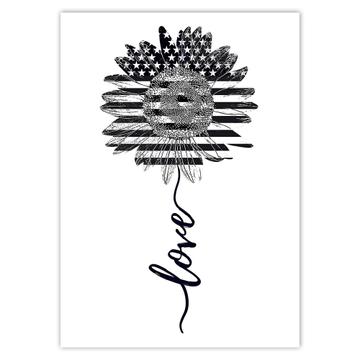 Sunflower Love American Flag : Gift Sticker Flower Floral Yellow Decor Patriotic