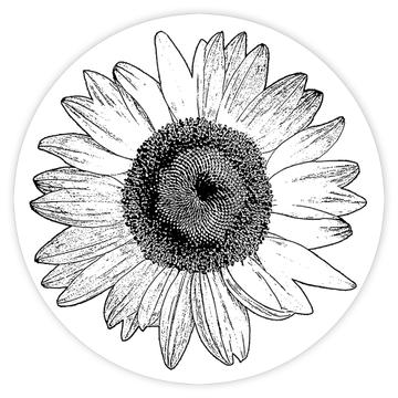 Sunflower Black and White : Gift Sticker Flower Floral Decor
