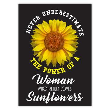 Never Underestimate the Power Sunflower Woman : Gift Sticker Flower Floral Yellow Decor