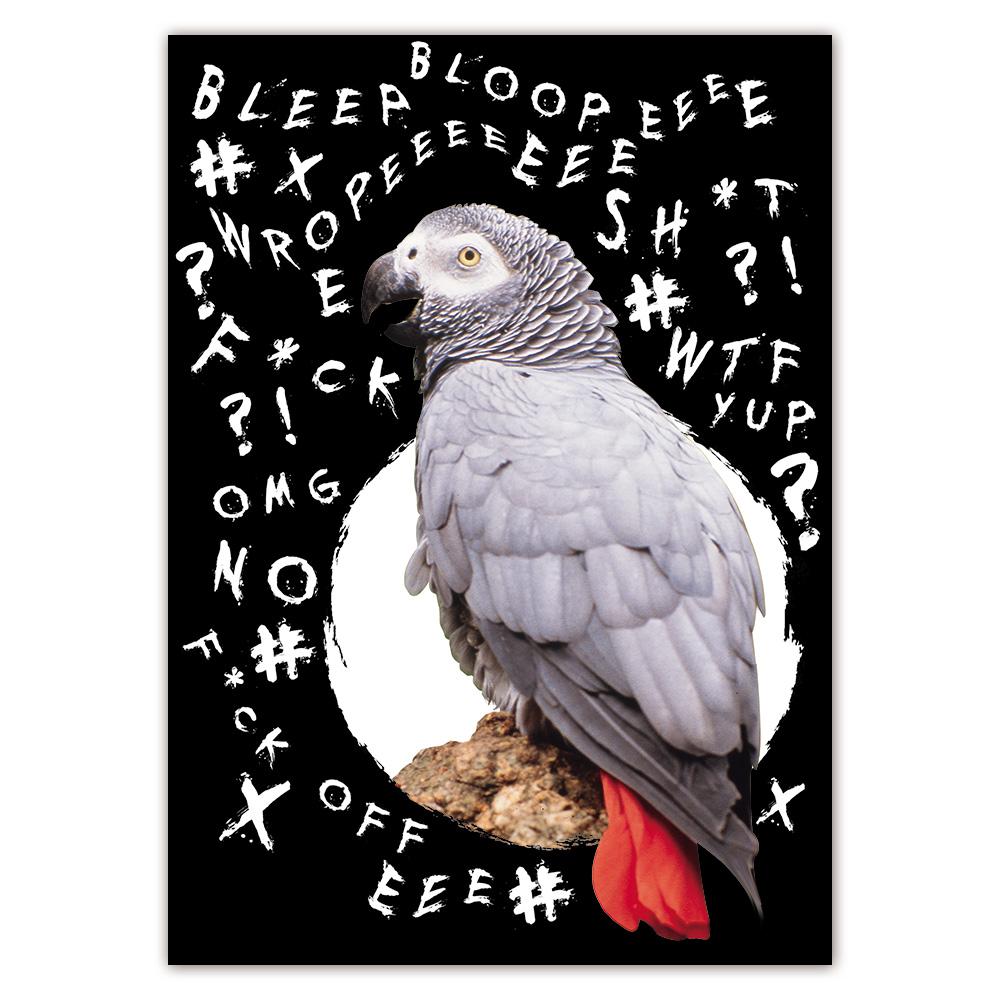 Gift Sticker : African Grey Gibberish Bird Parrot Censored Cursing Words  Funny | eBay
